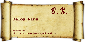 Balog Nina névjegykártya