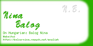 nina balog business card